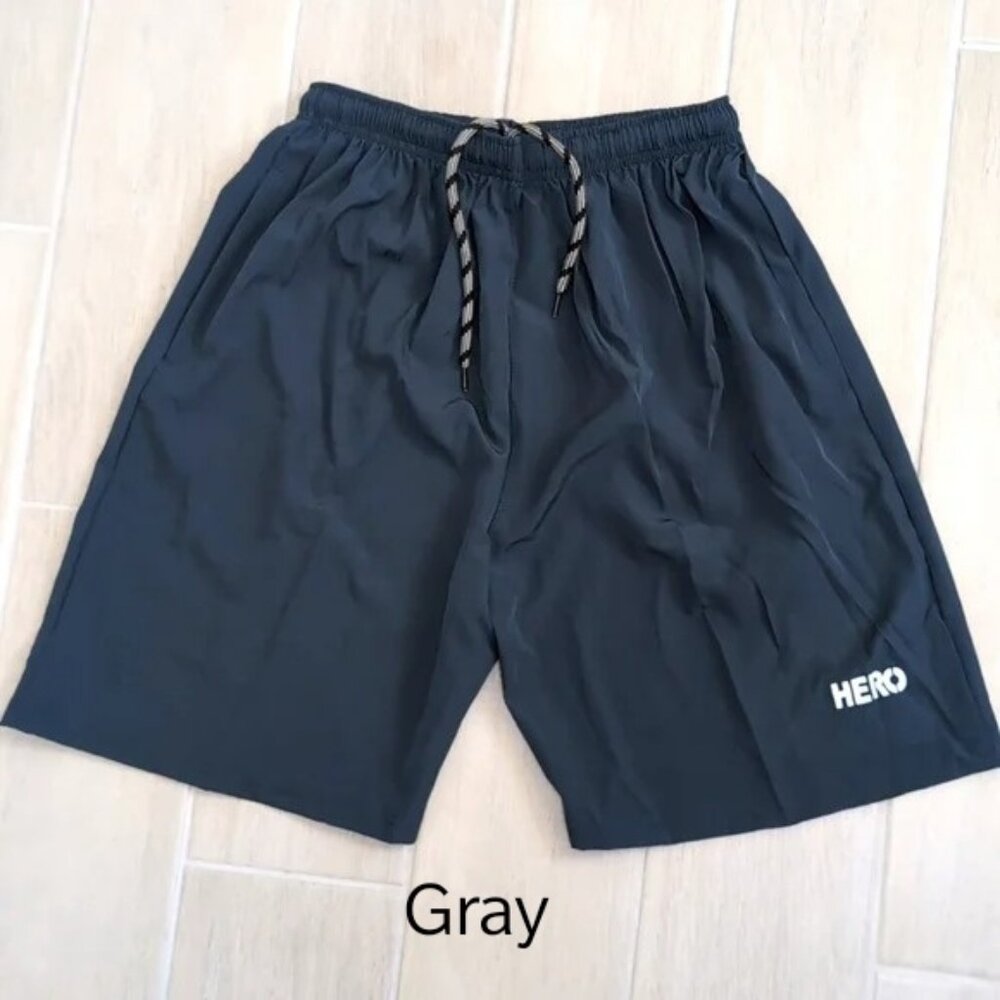 Athletic drawstring shorts with zipper pockets in GRAY color youth sizes